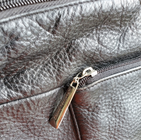 Vintage Stone Mountain Genuine Black Leather Crossbody/Shoulder Bag - Picture 6 of 16